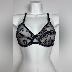 Roula BLK/Sheer Underwire, 38C *P1067